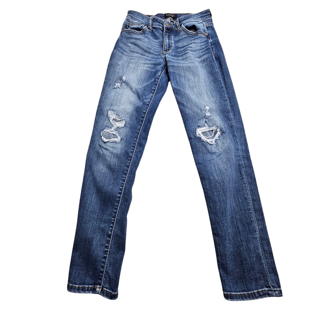 Judy Blue Boyfriend Jeans Womens‎ 3/26 Blue Distressed Mid Rise JB8284MD